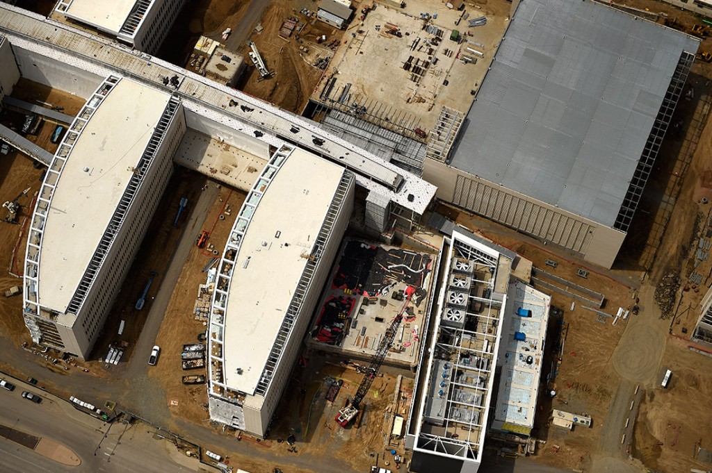 An aerial view of the northern end of the VA hospital in Aurora during construction in April 2015. (Joe Amon, Denver Post file)
