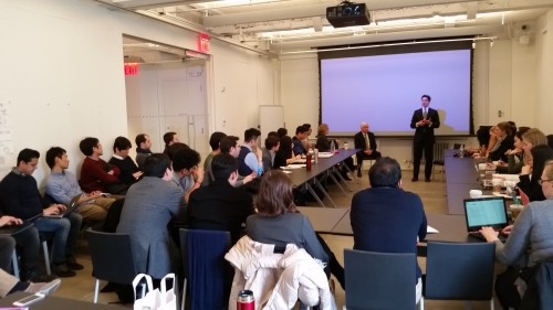 Representatives from The Weitzman Group address students at the Cornell AAP NYC campus.