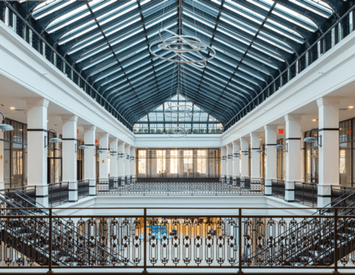 The Grand Court at Hahne & Co. and its skylight (L+M Development Partners)